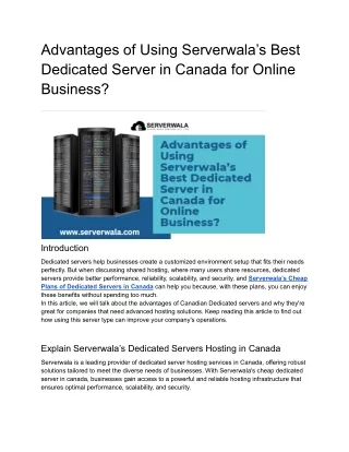 Advantages of Using Serverwala’s Best Dedicated Server in Canada for Online Business_ (1)