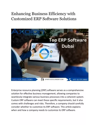 Enhancing Business Efficiency with Customized ERP Software Solutions