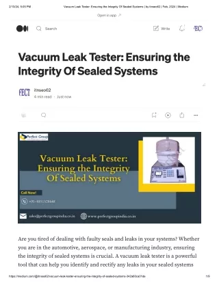 Vacuum Leak Tester: Ensuring the Integrity Of Sealed Systems