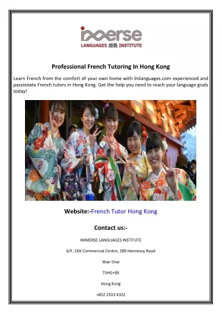 Professional French Tutoring In Hong Kong