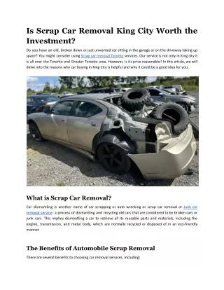 Is Scrap Car Removal King City Worth the Investment_