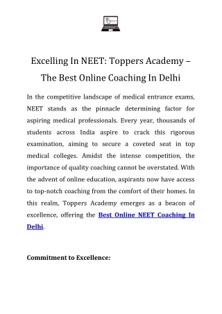 Best Online NEET Coaching In Delhi Call-07827048964