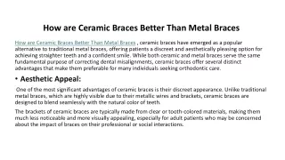 How are Ceramic Braces Better Than Metal Braces