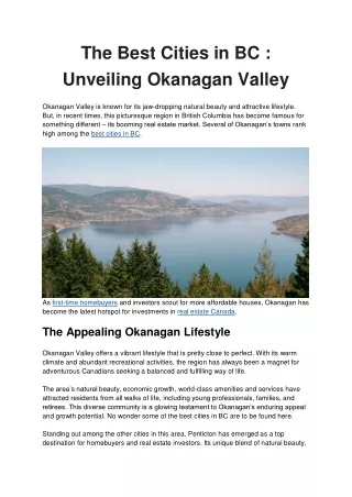 The Best Cities in BC _ Unveiling Okanagan Valley