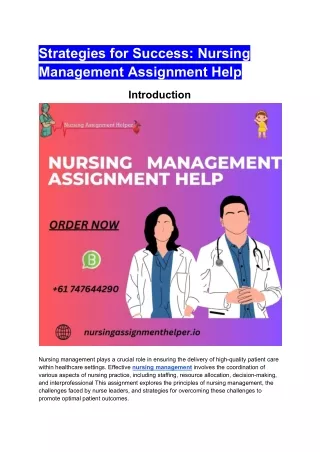 Strategies for Success_ Nursing Management Assignment Help