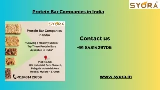 Protein Bar Companies in India ppt