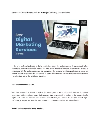 Best Digital Marketing Services in India - Profit by Search