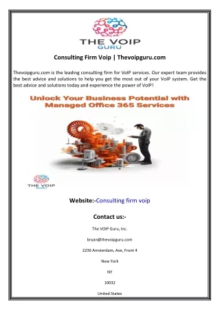 Consulting Firm Voip  Thevoipguru.com