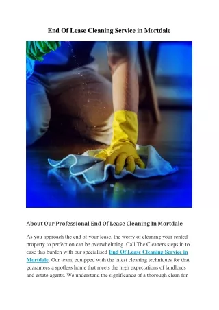 End Of Lease Cleaning Service in Mortdale