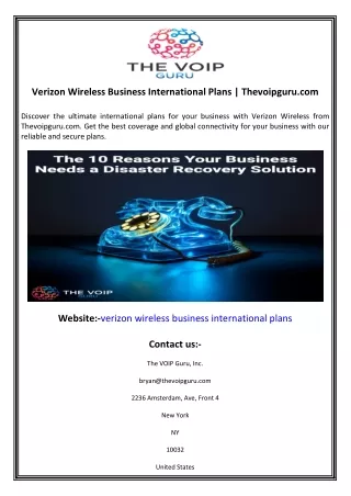 Verizon Wireless Business International Plans  Thevoipguru.com