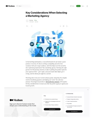 Key Considerations When Selecting a Marketing Agency