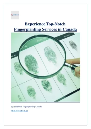 Experience Top-Notch Fingerprinting Services in Canada