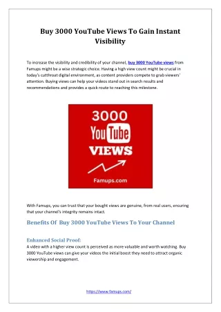 Buy 3000 YouTube Views To Gain Instant Visibility