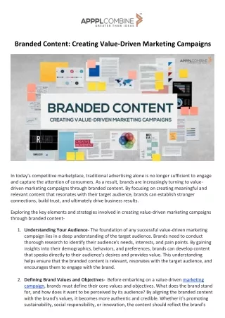 Branded Content Creating Value Driven Marketing Campaigns