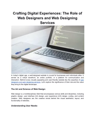 Crafting Digital Experiences_ The Role of Web Designers and Web Designing Services