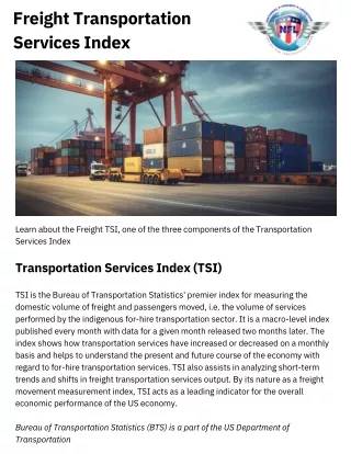 Unlocking Efficiency: Freight Transportation Services Index Explained