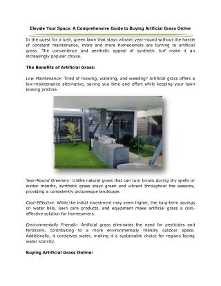 Elevate Your Space: A Comprehensive Guide to Buying Artificial Grass Online