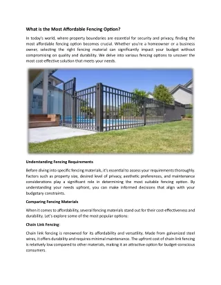 What is the most affordable fencing option