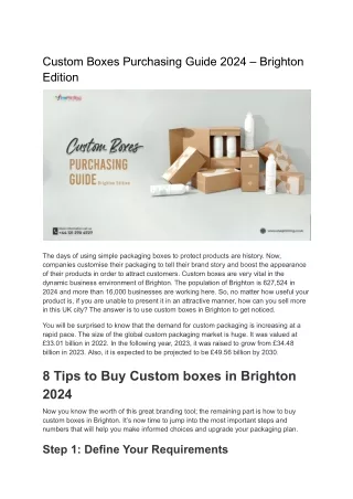 Custom Boxes Purchasing Guide 2024 – Brighton Edition