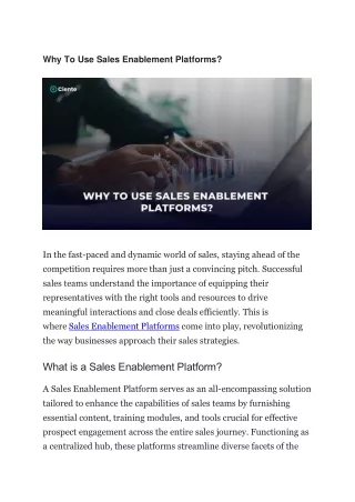 Why To Use Sales Enablement Platforms