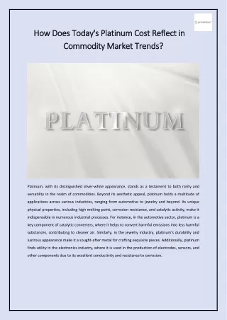 How Does Today's Platinum Cost Reflect in Commodity Market Trends