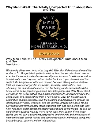 ❤[READ]❤ Why Men Fake It: The Totally Unexpected Truth about Men and Sex