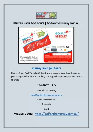 Murray River Golf Tours | Golfonthemurray.com.au