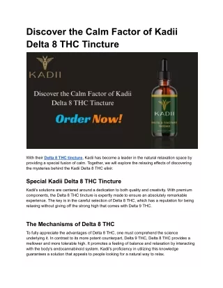 Discover the Calm Factor of Kadii Delta 8 THC Tincture