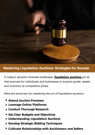 Mastering Liquidation Auctions: Strategies for Success