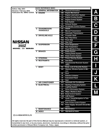 2004 Nissan 350Z Service Repair Manual