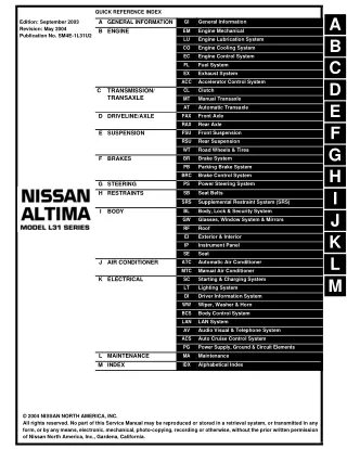 2004 Nissan Altima Service Repair Manual