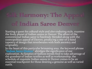 Silk Harmony The Appeal of Indian Saree Denver