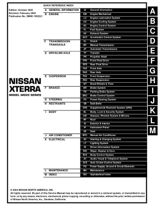 2004 Nissan Xterra Service Repair Manual