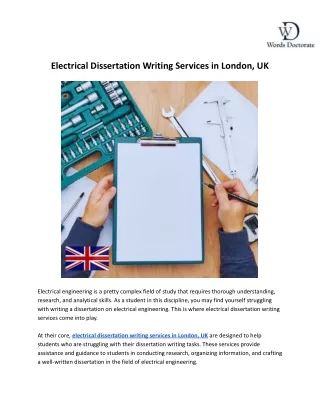 Electrical Dissertation Writing Services in London, UK