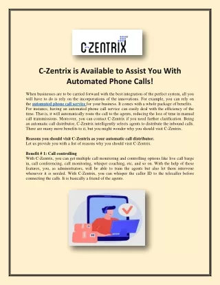 C-Zentrix is Available to Assist You With Automated Phone Calls!