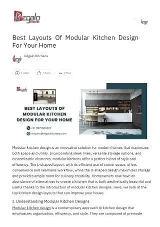 Best Layouts Of Modular Kitchen Design For Your Home