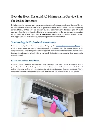 Beat the Heat_ Essential AC Maintenance Service Tips for Dubai Summers