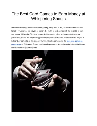 The Best Card Games to Earn Money at Whispering Shouts