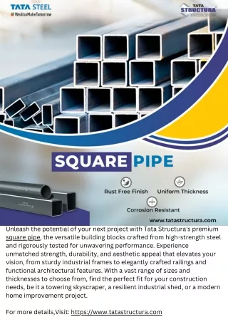 Buy square pipe from Tata Structura