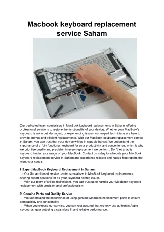 Macbook keyboard replacement service Saham