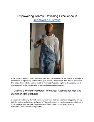 Empowering Teams_ Unveiling Excellence in Teamwear Australia