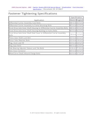 2005 Chevrolet Express Service Repair Manual