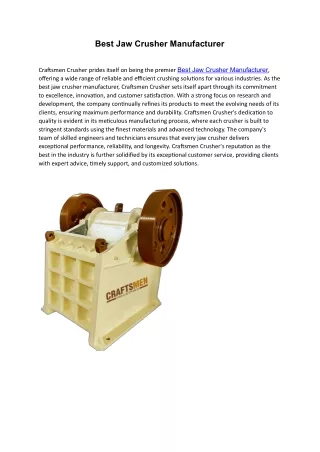 Best Jaw Crusher Manufacturer