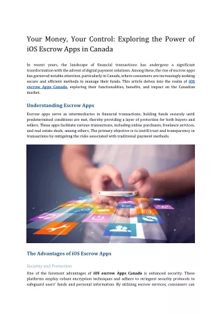 Your Money, Your Control_ Exploring the Power of iOS Escrow Apps in Canada