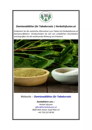 Damianablätter für Tabakersatz  Herbalinfusion.at