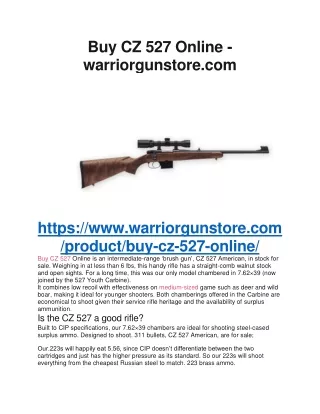 Buy CZ 527 Online - warriorgunstore.com