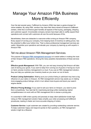 Manage Your Amazon FBA Business More Efficiently - Google Docs