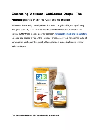 homeopathic medicine for gall stone