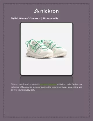 Stylish Women's Sneakers | Nickron India