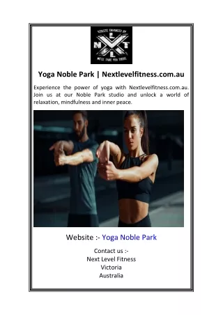 Yoga Noble Park  Nextlevelfitness.com.au